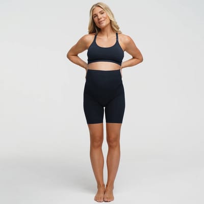 cfab - Naadloze zwangerschapsshorts met hoge taille - Marineblauw - 2XL