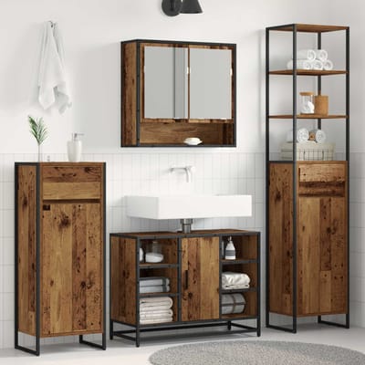 vidaXL - Badkamerkast - Oud - Hout - 40 - x - 30 - x - 100 - cm - Bewerkt - hout