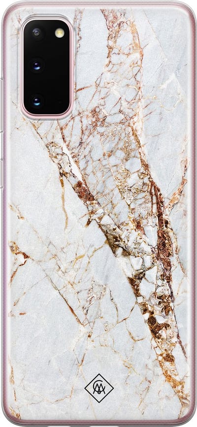 Casimoda® hoesje - Geschikt voor Samsung S20 - Marmer Goud - Backcover - Siliconen/TPU - Bruin