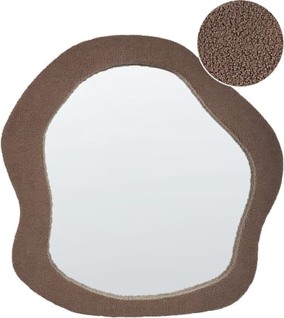 BLISMES - Wandspiegel - Bruin - 79 x 80 cm - Bouclé