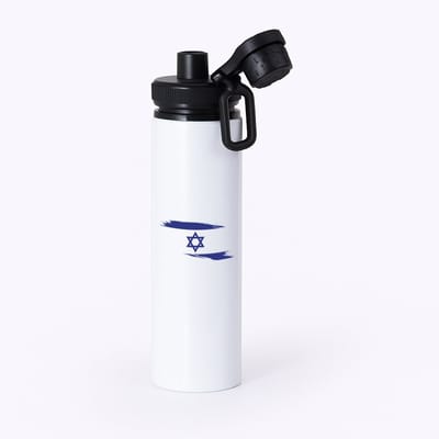 Hacebo® - Israël vlag waterfles met draaidop zwart - Israël - mensen die liefde willen geven aan Israel - degene die van Israël houden - supporten - oorlog - verjaardagscadeautje - gift - geschenk - kado - water fles - 850ML
