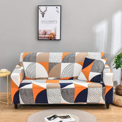 HOUSMIFE Elastische Bankhoezen voor Woonkamer funda sofa Bankhoes Stoelbeschermer 1/2/3/4-zits Geometrische Bankhoes M (AF-145-185cm)1pc