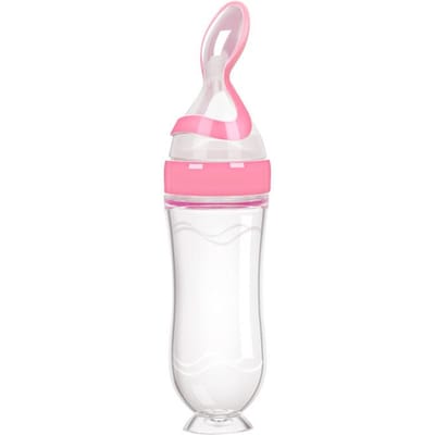 Veilige, handige siliconen babyfles met lepel, voedingssupplement, rijstgraanflessen, knijplepel, melkfles, beker