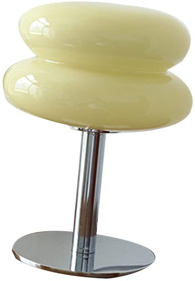 Eiertaart Tafellamp - Schattige Glazen Bedlampje - Energiezuinig Ontwerp - Beige - Uniek en Charmant - Perfect voor Slaapzaal - Stijlvoll...
