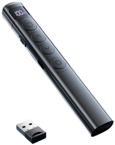 Draadloze Presentatie Afstandsbediening met Laser - Powerpoint klikker - 2.4GHz - 100m bereik - USB-C Oplaadbaar - Digitaal Display - zwart