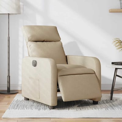 vidaXL - Fauteuil - verstelbaar - elektrisch - stof - crèmekleurig