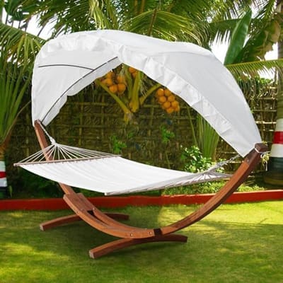 XXL Hangmat - Luihoek - Buiten Ontspannen - Met Zonnezeil - 410 cm - Beige