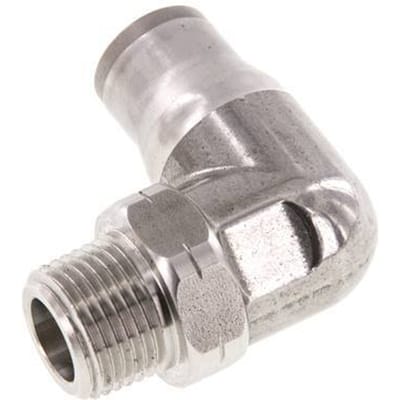 12mm x 3/8'' NPT 90 graden L-verbinding RVS Insteekfitting Buitendraad Draaibaar FKM