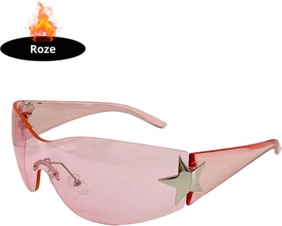 Bovista - Festival Bril - Rave - Space - Techno - Freaky Glasses - Heren - Dames - Zonnebril - Transparant roze