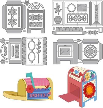 MAYJOYDIY 3D Brievenbus Metaal Snijden Dies Cartoon Bloem Brievenbus Die Cuts Stencils Mail Post Embossing Template Dies voor DIY Papier Craft Card Maken Scrapbooking Album Decor