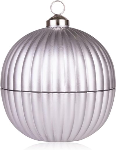 Geurkaars Glasbol - Decoratieve Kaars - Winterse Sfeer - Met Deksel - 150 g - Zilver
