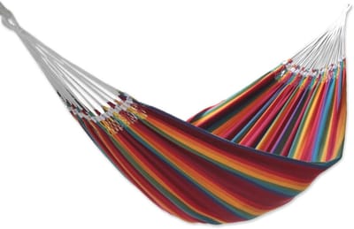 Dubbele Cotton Hangmat met Regenboogstrepen voor 2 Personen