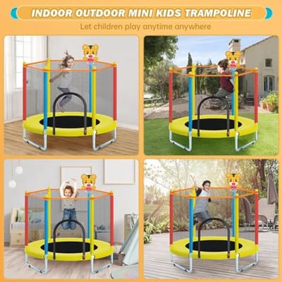 150 cm kindertrampoline met veiligheidsnet en basketbalmand voor kinderen