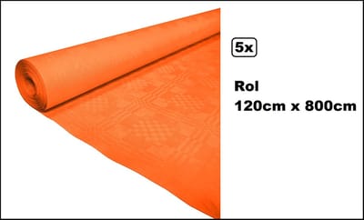 5x Tafelrol tafelkleed oranje 120cm x 800cm papier - totaal 40 meter - Party diner food festival eten fun thema feest party