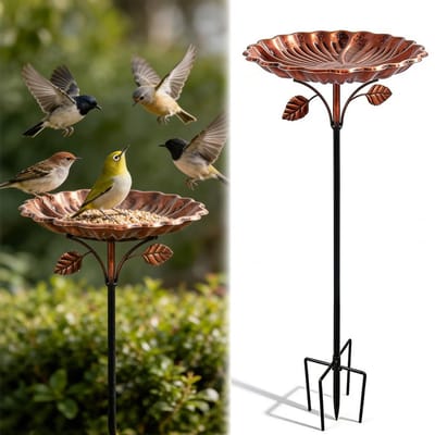 vogelbad staand, 83 cm antiek vogelbad winterbestendig, vogelbad voor in de tuin, staand, met grondpen, vogelbad voor vogels, voor wilde vogels, waterbad, voor balkon, tuin, terras