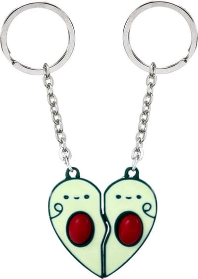 Bixorp Friends Avocado BFF Sleutelhanger voor 2 Zilverkleurig in vorm van Hartje - Magnetische Sleutel hanger Vriendschap Cadeau
