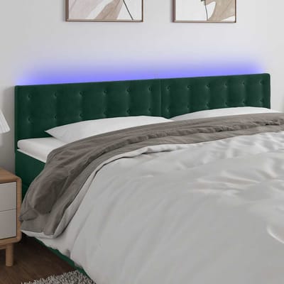 vidaXL - Hoofdbord - LED - 160x5x78/88 - cm - fluweel - donkergroen
