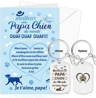 Allecto - Dog Dad Gift - Wenskaart en Sleutelhanger voor Vaderdag - Origineel en Persoonlijk - Ideaal voor Feestdagen - Voor Hondenliefhebbers - Un...