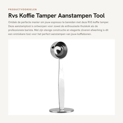 Dailygoods- Koffietamper RVS 51 mm - Aanstamp Tool - Koffieboon Pers - Lepel Scoop - Schokbestendig - Duurzaam materiaal - Espresso Tamper