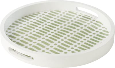 J-Line plateau Rond met Handvaten - hout - geel/naturel