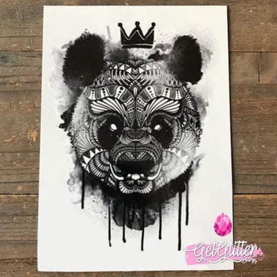 GetGlitterBaby® - Henna Plak Tattoos / Tijdelijke Tattoo / Nep Tatoeage / Fake Temporary Tattoo Sticker - Panda