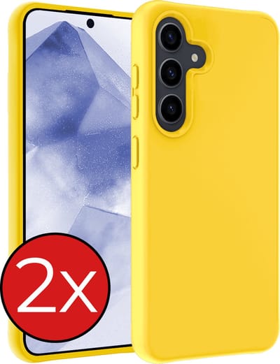 Hoesje - 2 Stuks - Geschikt voor Samsung Galaxy A55 - Sterk & Shockproof - Telefoonhoes - Back Cover - Case Siliconen - Telefoon Hoes - Geel