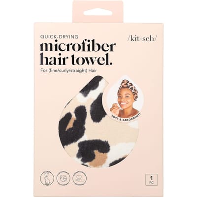 Séchage Rapide, Serviette Cheveux Microfibre, Léopard, 1 Pièce white