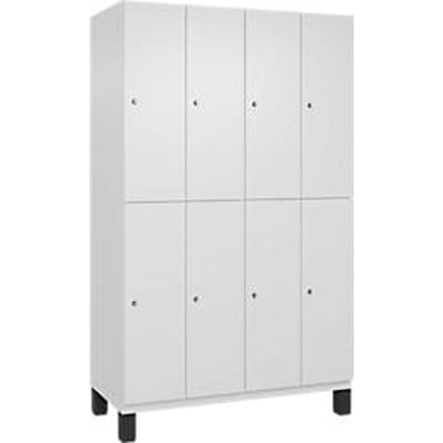 C+P Double-tier locker Cambio, 4 vakken, 8 legborden, op poten, B 1200 x D 525 x H 1980 mm, verkeerswit