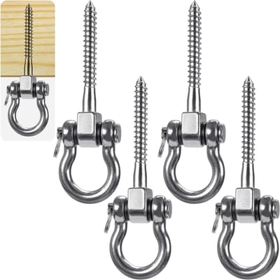 Zware Swing Haken voor Hangmatten en Schommels, RVS Beugels met 800kg Capaciteit, Geschikt voor Tuin en Speeltuin (4 Stuks)