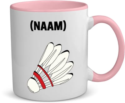 Akyol - badminton met eigen naam koffiemok - theemok - roze - Badminton - badmintonner - sport - 350 ML inhoud