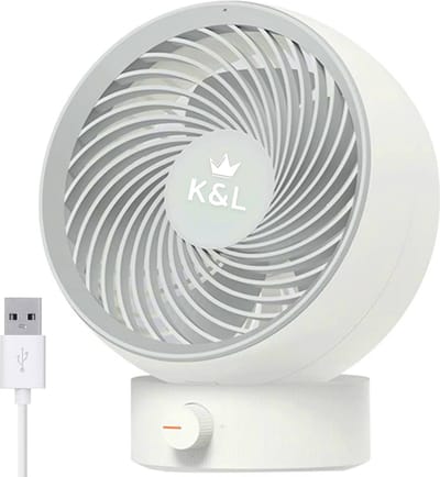K&L Stille Ventilator - Tafelmodel - USB powered - Kantelbaar - Wit