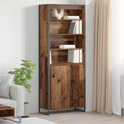 vidaXL - Hoge - Kasten - Oud - Hout - 79 - x - 36 - x - 200 - cm - Bewerkt - hout