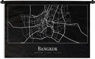 Wandkleed - Wanddoek - Bangkok - Kaart - Stadskaart - Plattegrond - 180x120 cm - Wandtapijt