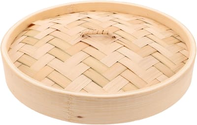 Bamboe stoomdeksel - Stoommand deksel - Stomen van gerechten - Natuurlijk bamboe materiaal - 22 cm buitendiameter - Beige