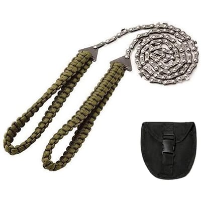 27 inch 11 tanden zakkettingzaag met paracord handvat handkettingzaag outdoor noodgevallen overleving legergroene kleur