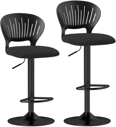 NordHaus Barkruk Set van 2 - Keukenkruk - Verstelbare Barkruk - 360° Draaibaar - Zwart - Hoogte 84-105 cm