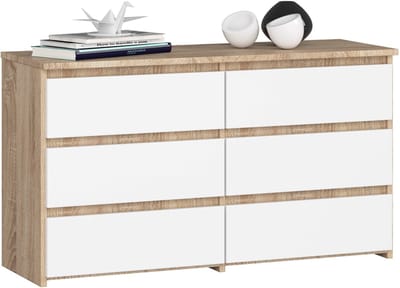 Ladekast CL100 met 6 Lades / AKORD Furniture Factory / Sonoma Eik - Wit / 100 x 57 x 35 cm