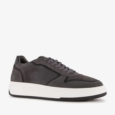 Van Beers suède heren sneakers grijs - Maat 41 - Echt leer - Uitneembare zool