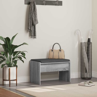 vidaXL - Hallenbank - met - kussen - Grijs - Sonoma - 63 - x - 38 - x - 40 - cm