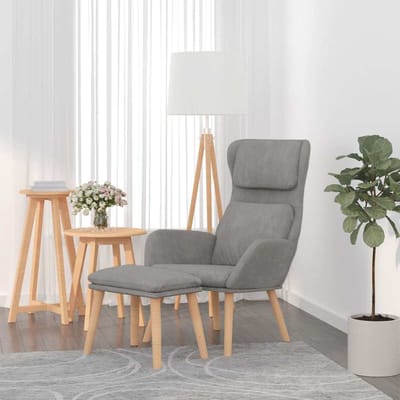 vidaXL - Relaxstoel - met - voetenbank - fluweel - lichtgrijs