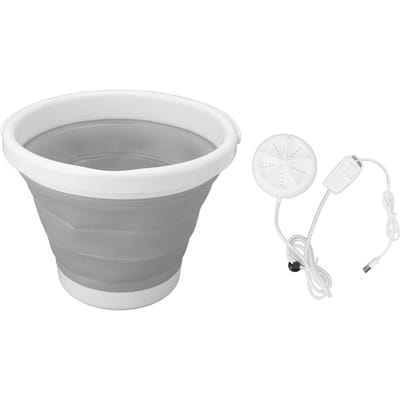 Laveur à Ultrasons Portable 5L Seau Pliant USB Machine à Laver pour Sous-vêtements de Bébé Chaussettes Gris grise