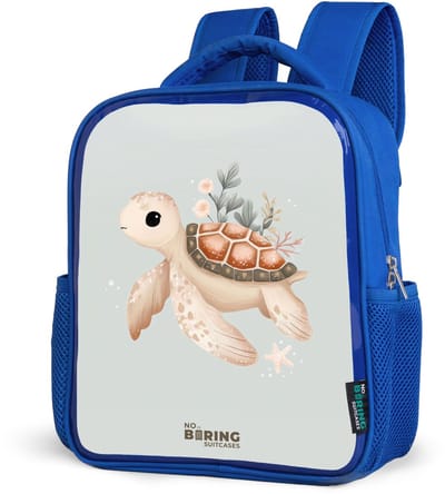NoBoringSuitcases.com® - Rugzak blauw - Schooltas jongens - Bruine zeeschildpad in pastel onderwaterwereld - Kinder rugtas jongen - Boekentas kind - Kinderrugzak voor school - Schoolrugzak