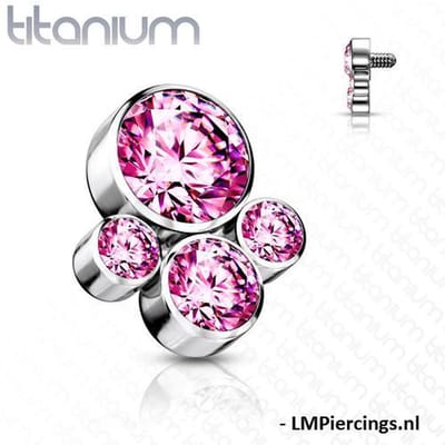 Dermal titanium top pootje afdruk roze 1.6mm - LMPiercings