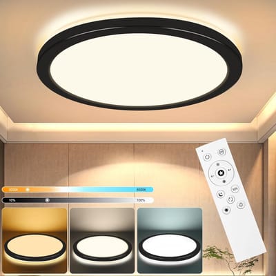 LED Plafondlamp - Dimbare Lamp - Sfeerverlichting Creëren - Ultradun Achtergrondverlichting - Ø220x25mm - Zwart