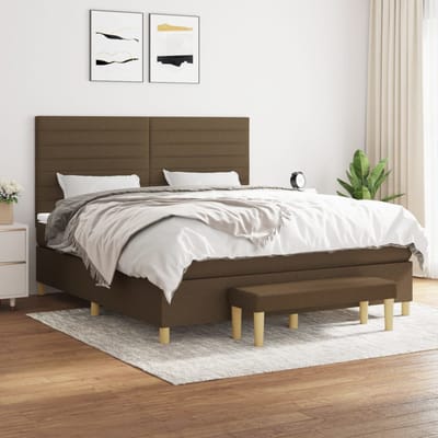 vidaXL - Boxspring - met - matras - stof - donkerbruin - 160x200 - cm
