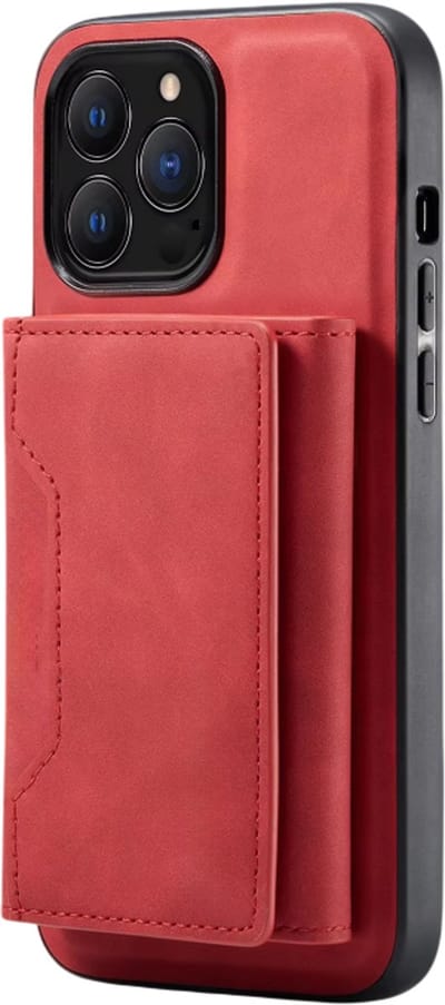 2-in-1 Magnetische Lederen Telefoonhoes – Geschikt voor iPhone 17 – met Afneembare Wallet en Pasjeshouder, Leren Beschermhoes met Kaarthouder en Portemonnee - Rood