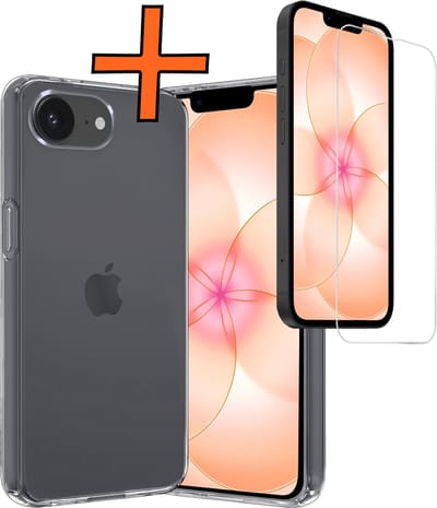 Hoes - Met Screenprotector - Geschikt voor Apple iPhone 17e - Sterk & Shockproof - Back Cover - Siliconen Case - Telefoon Hoes - Transparant