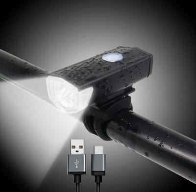 Voorlicht fiets - Fietsverlichting - Led voorlamp - Fietslicht - 350 lumen - Usb - Oplaadbaar - Compact - Waterdicht - Koplamp fiets