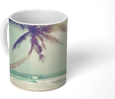 Mok - Koffiemok - Retro - Palmboom - Zon - Zomer - Mokken - 350 ML - Beker - Koffiemokken - Theemok