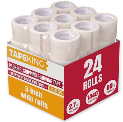 Transparante Verpakkingsfolie 3 Inch, 60 Meter per Rol, 24 Rollen - Sterke Zegeling voor Verhuizing, Verzending, Kantoor en Opslag